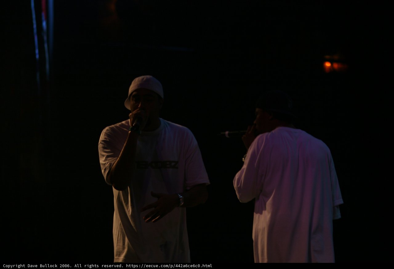 Two Men Perform with Microphones