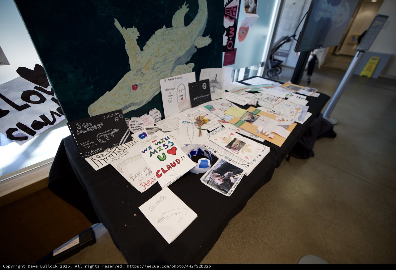 Memorial Table Display with Student Art and Messages