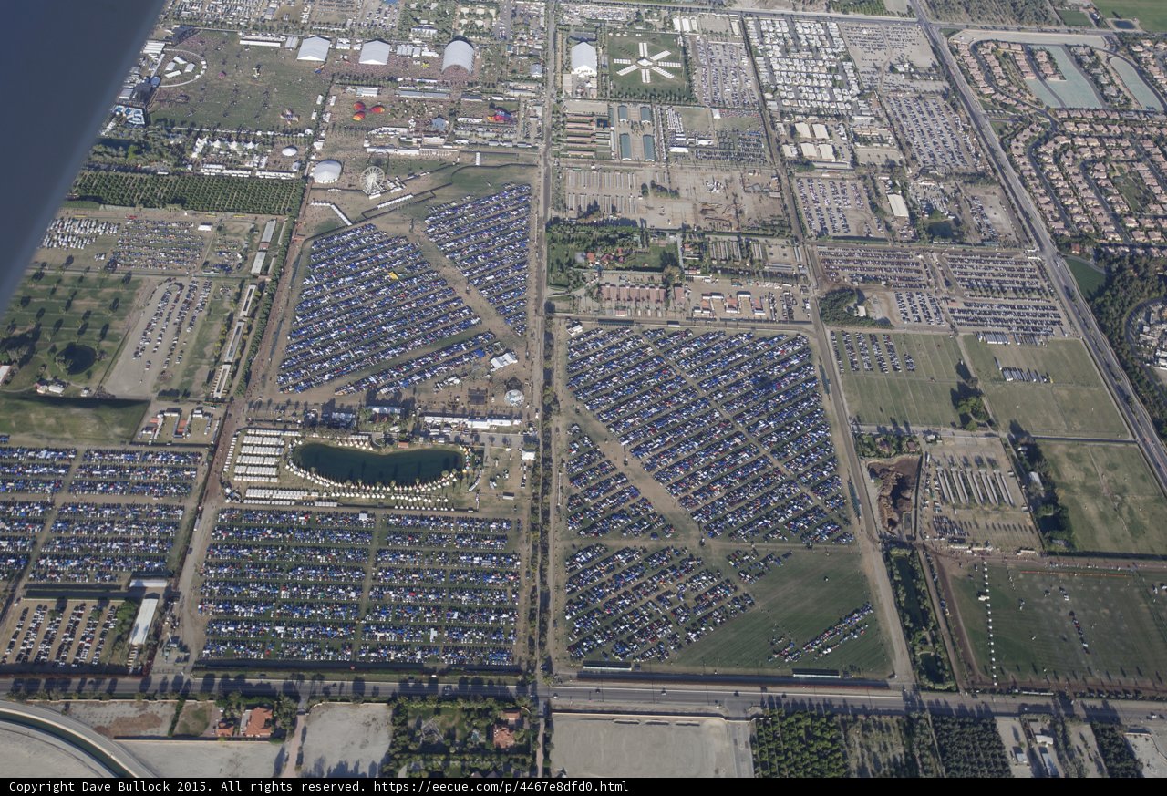 Aerial view of a bustling parking lot