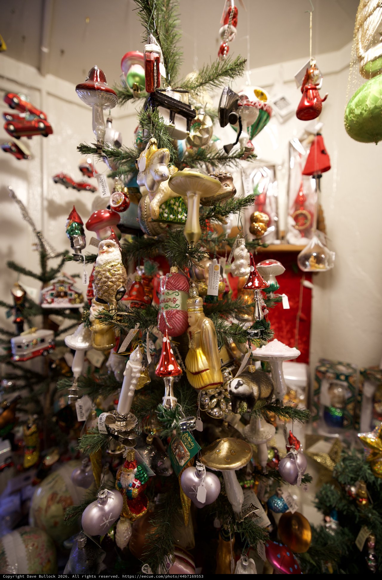 Whimsical Vintage Christmas Ornament Collection on Display Tree