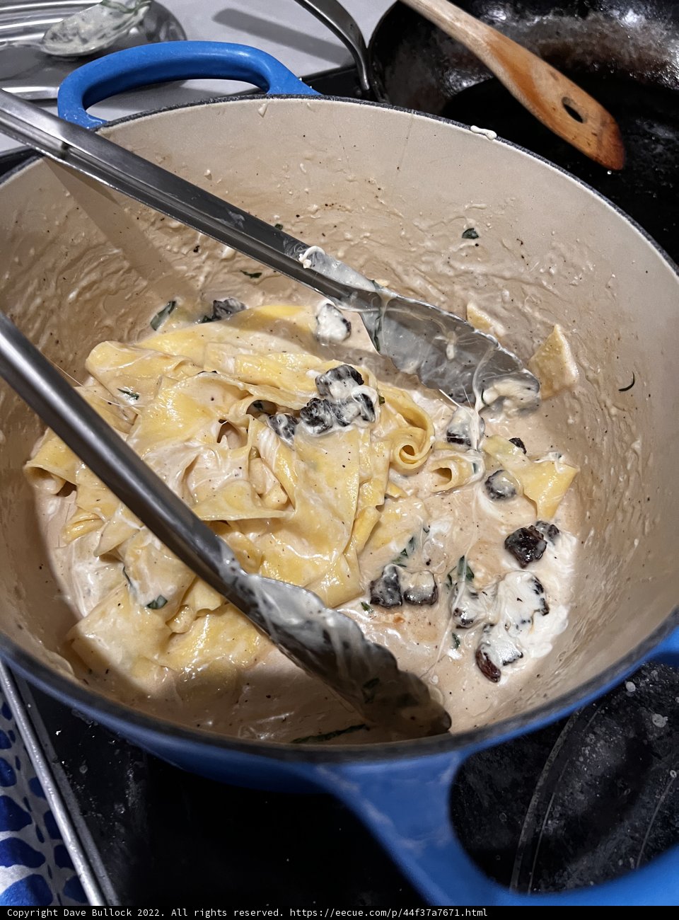 Mushroom Pasta Cooking on the Stove