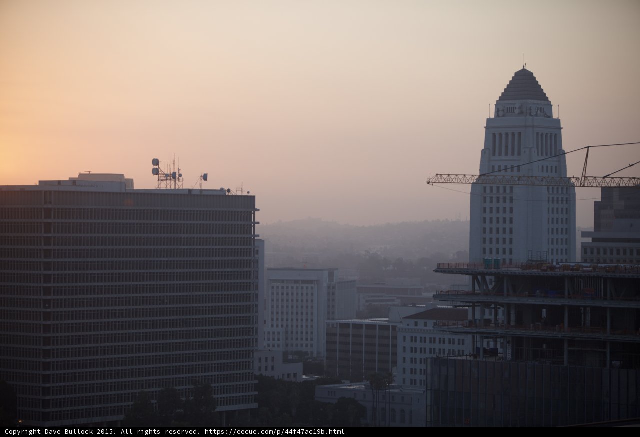 LA City Hall Construction Sunset