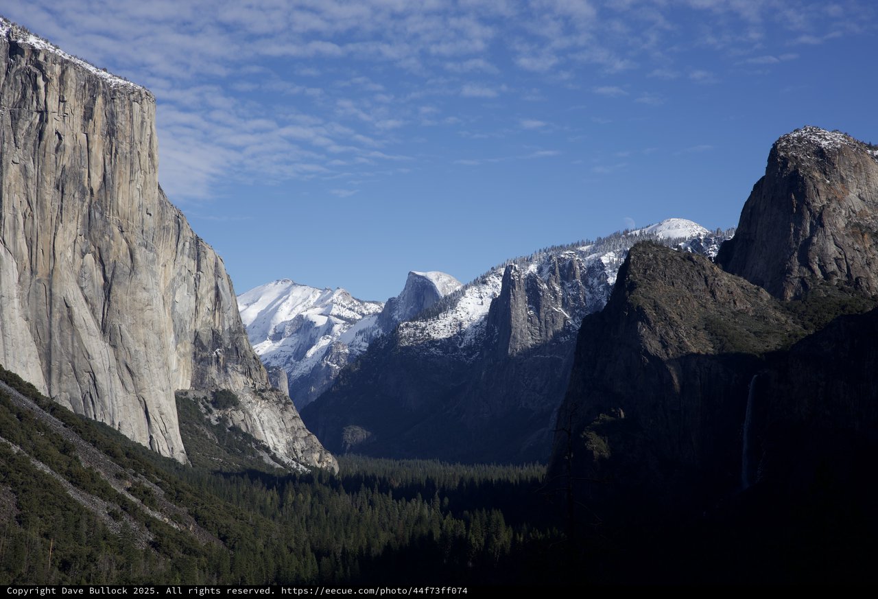 Yosemite Valley Winter Vista with El Capitan and Half Dome