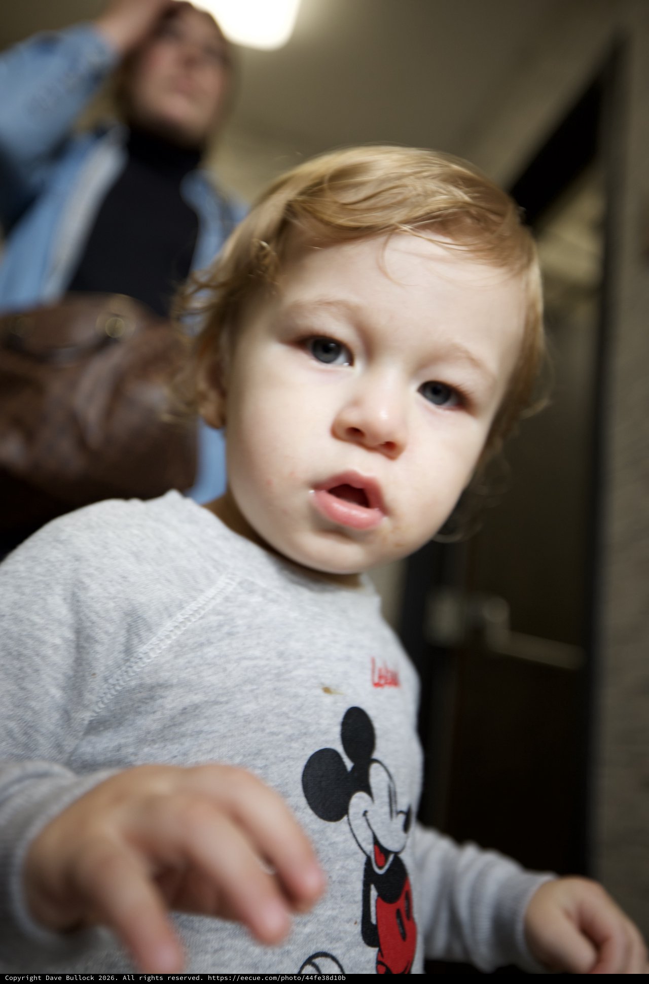 Toddler in Mickey Mouse Shirt at Home