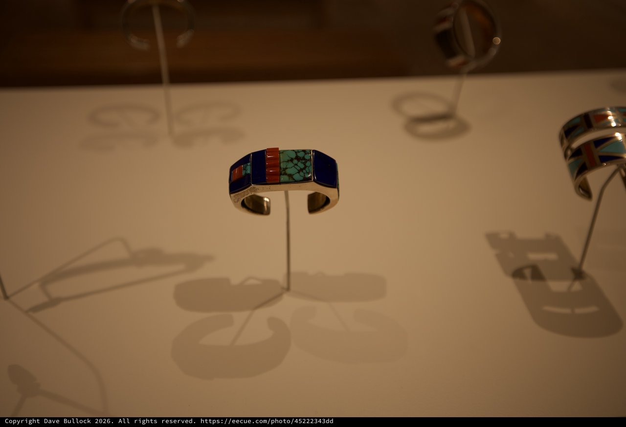 Inlaid Turquoise and Lapis Lazuli Cuff Bracelet Display