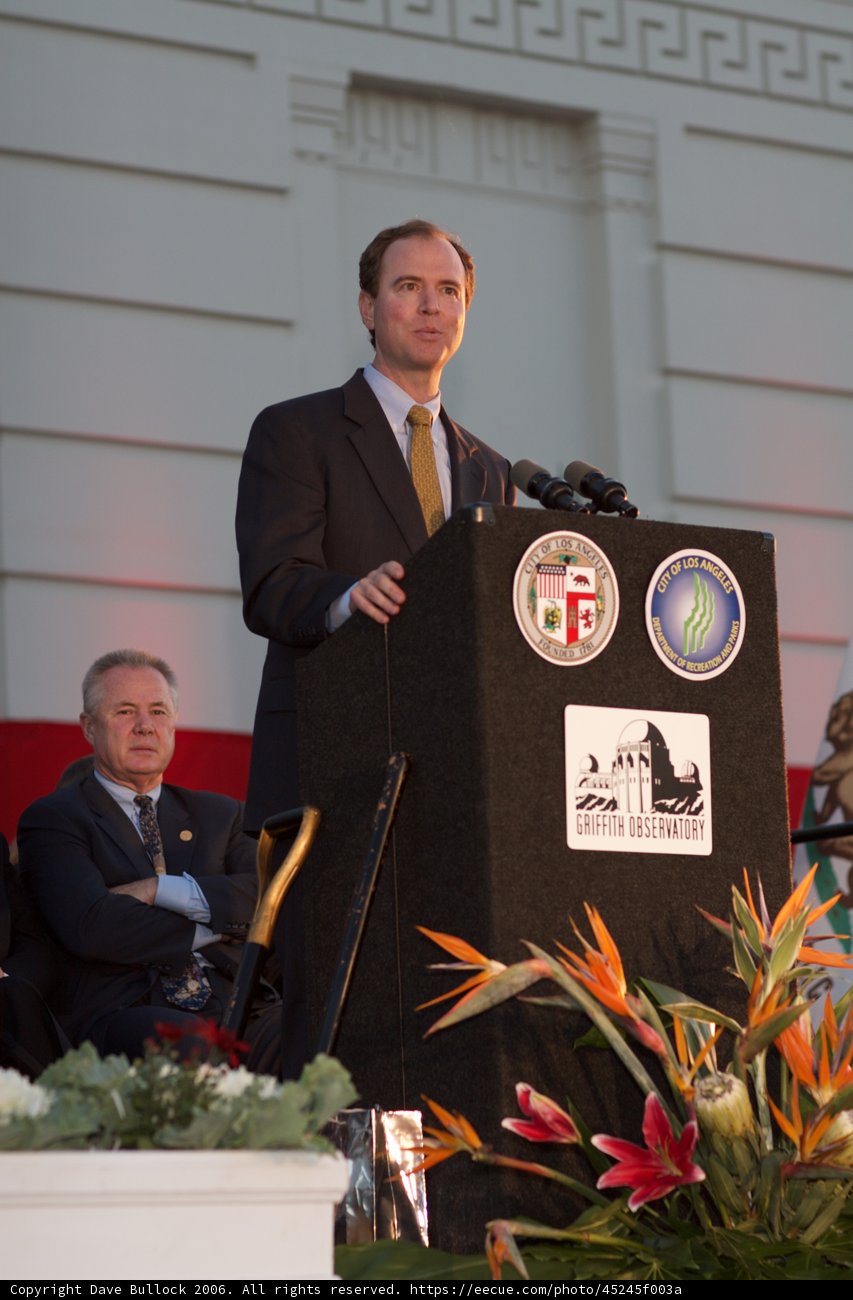 Congressman Adam Schiff Addresses a Packed Crowd at Press Conference
