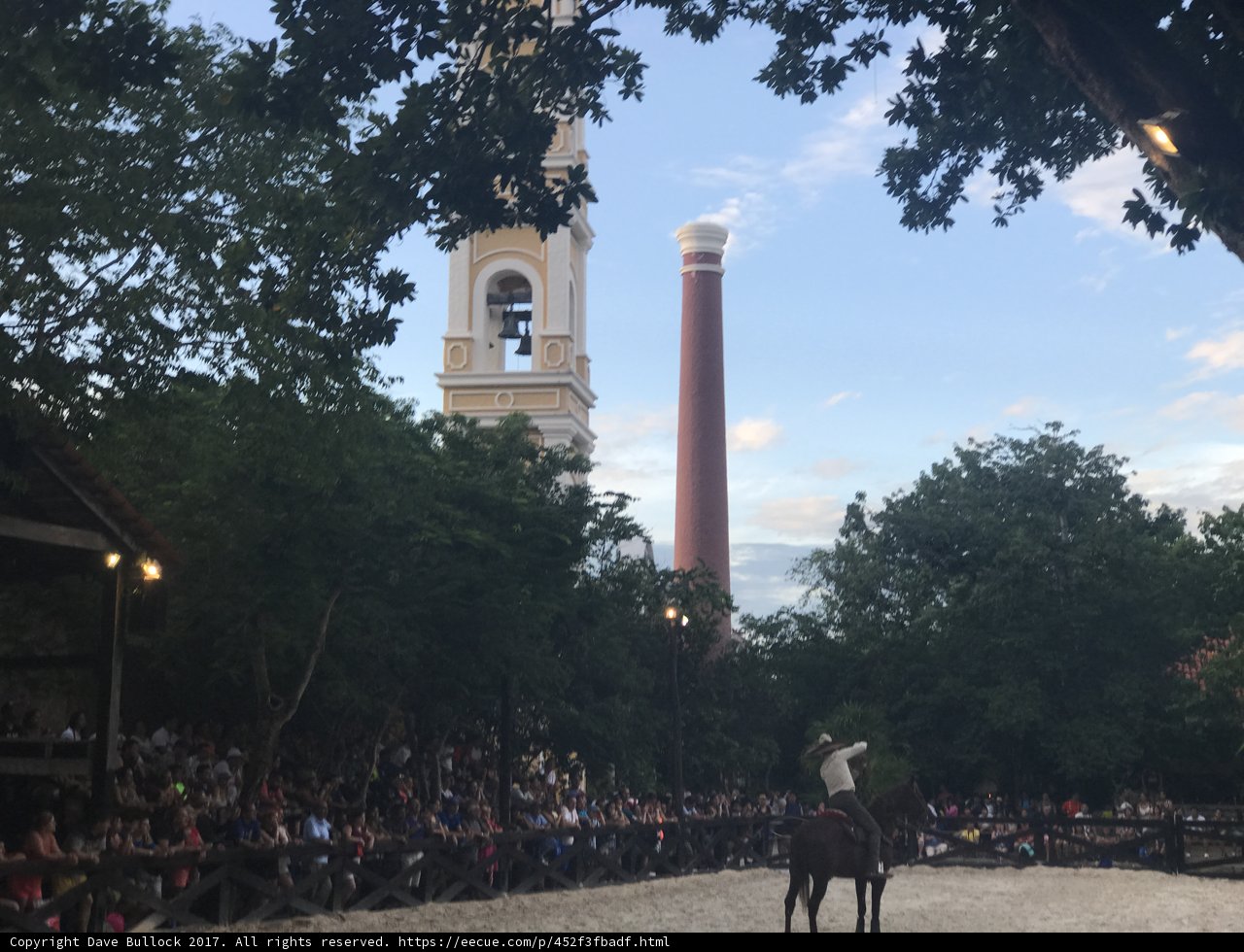 Equestrian in front of a Bell Tower