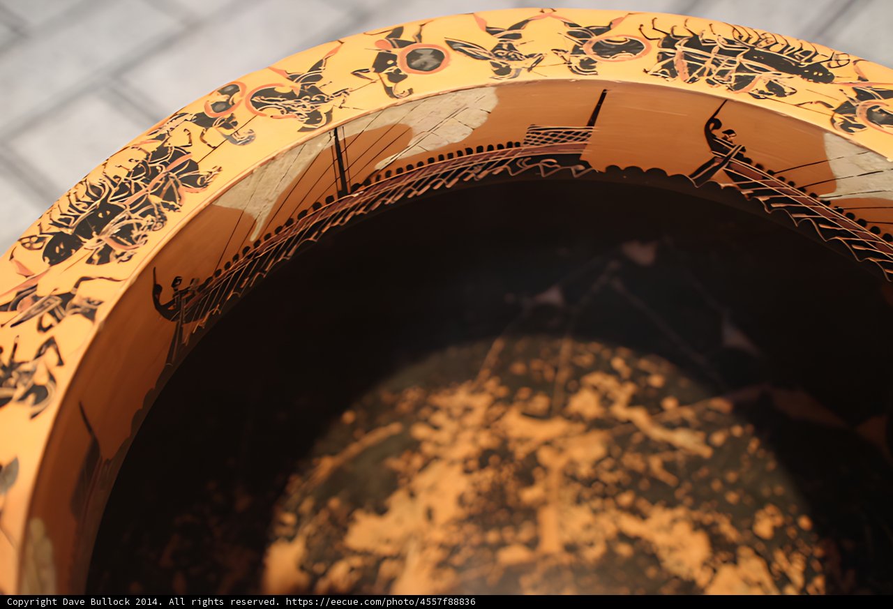 Ancient Greek Pottery Vase with Unique Bottom Design