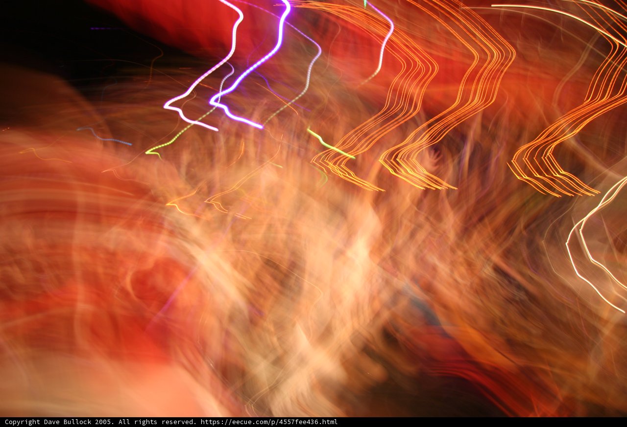 Blurry Figure in a Fiery Neon Dream