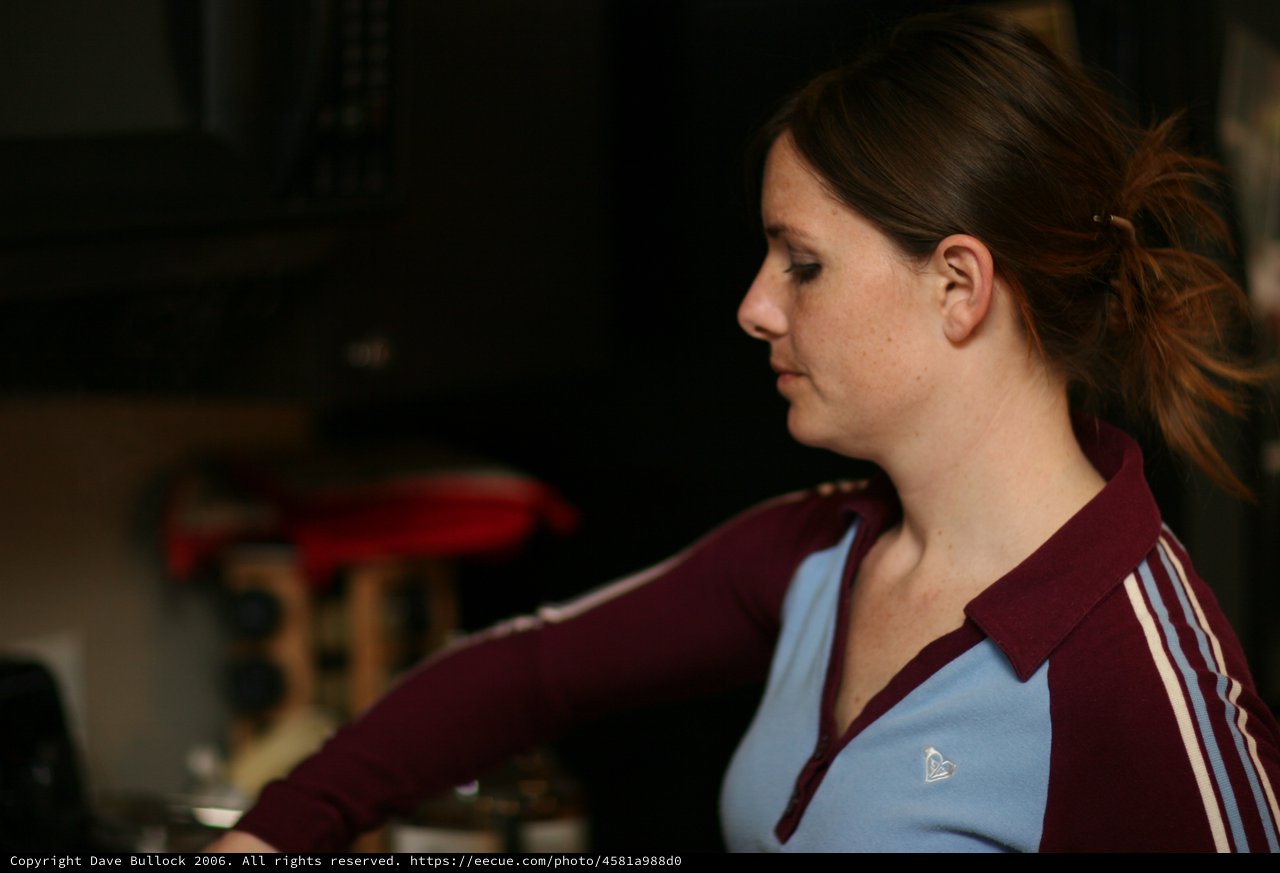 Woman in Profile Lost in Thought Indoors