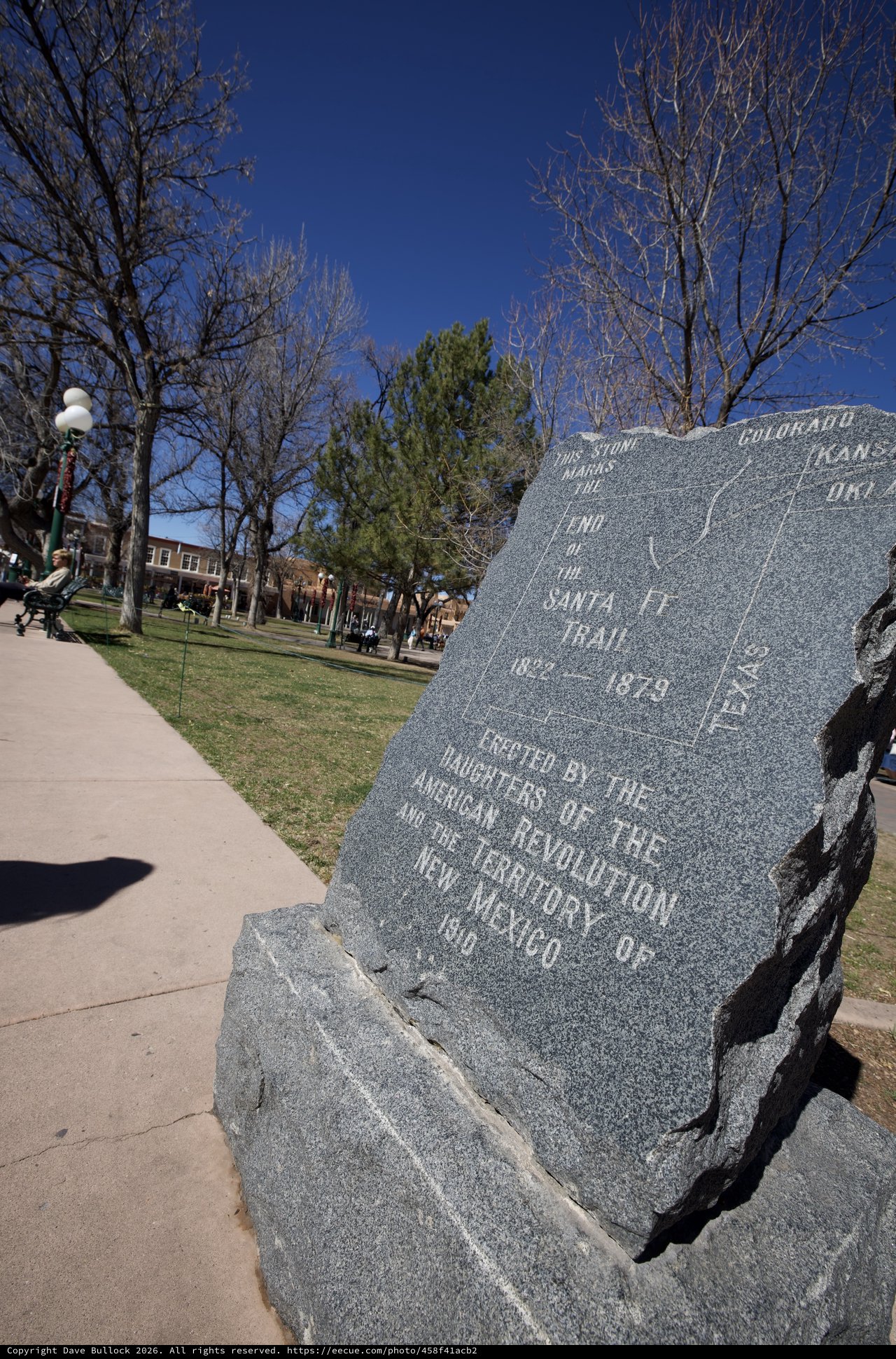 Historic Santa Fe Trail Marker in Colorado Town Square