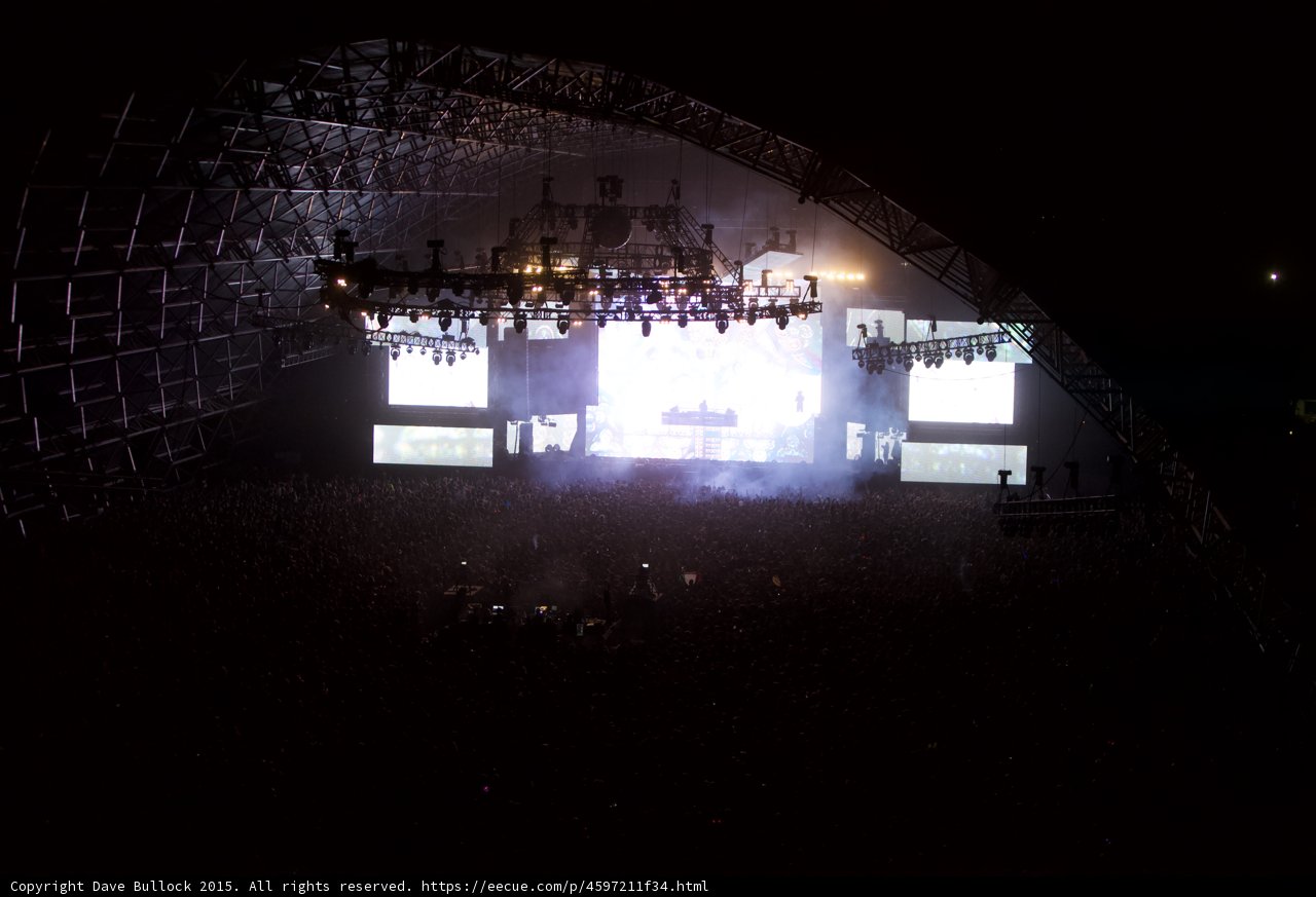 Stage Lights Shine on Crowd at Coachella 2015