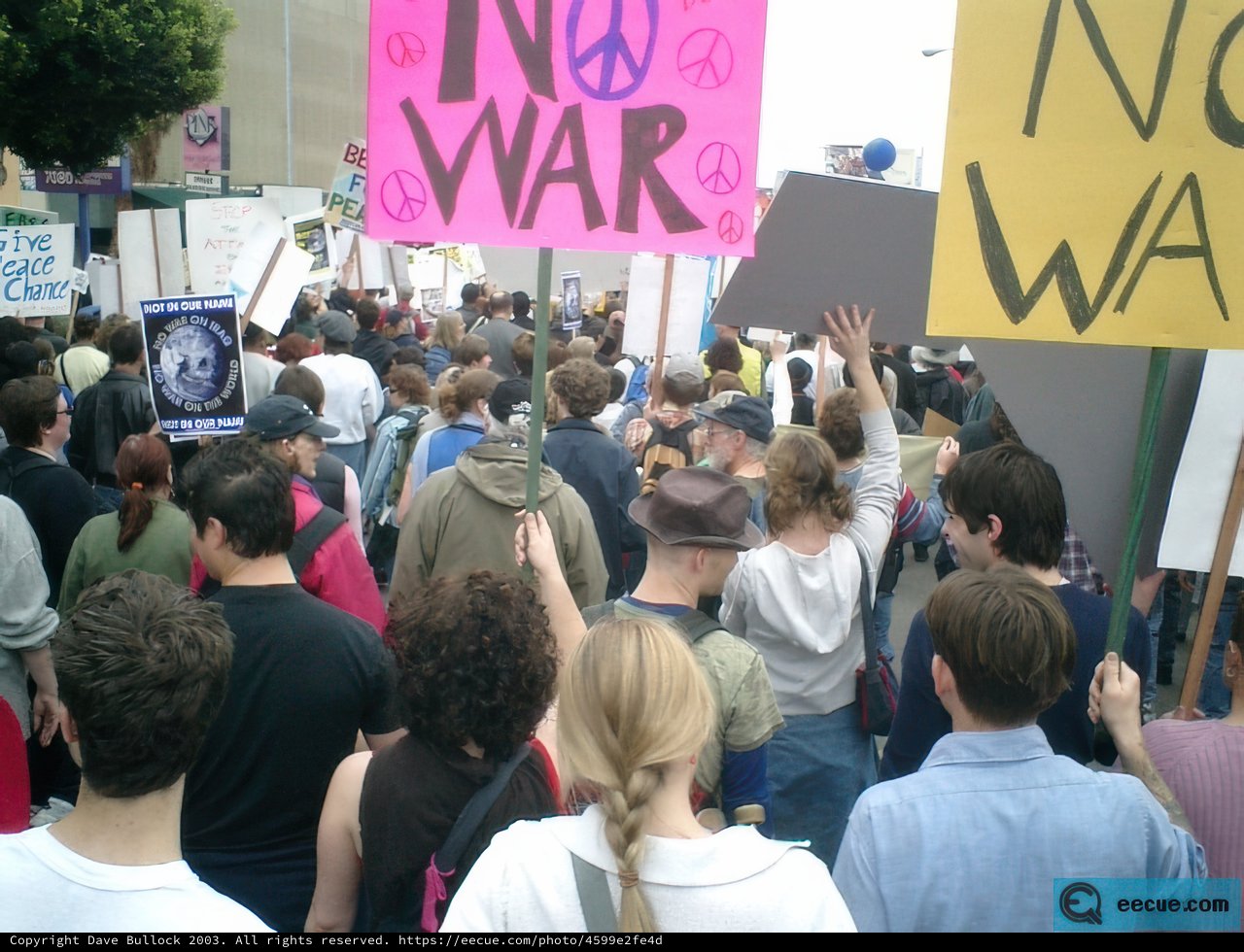 Protest Crowd Holds Up Banners