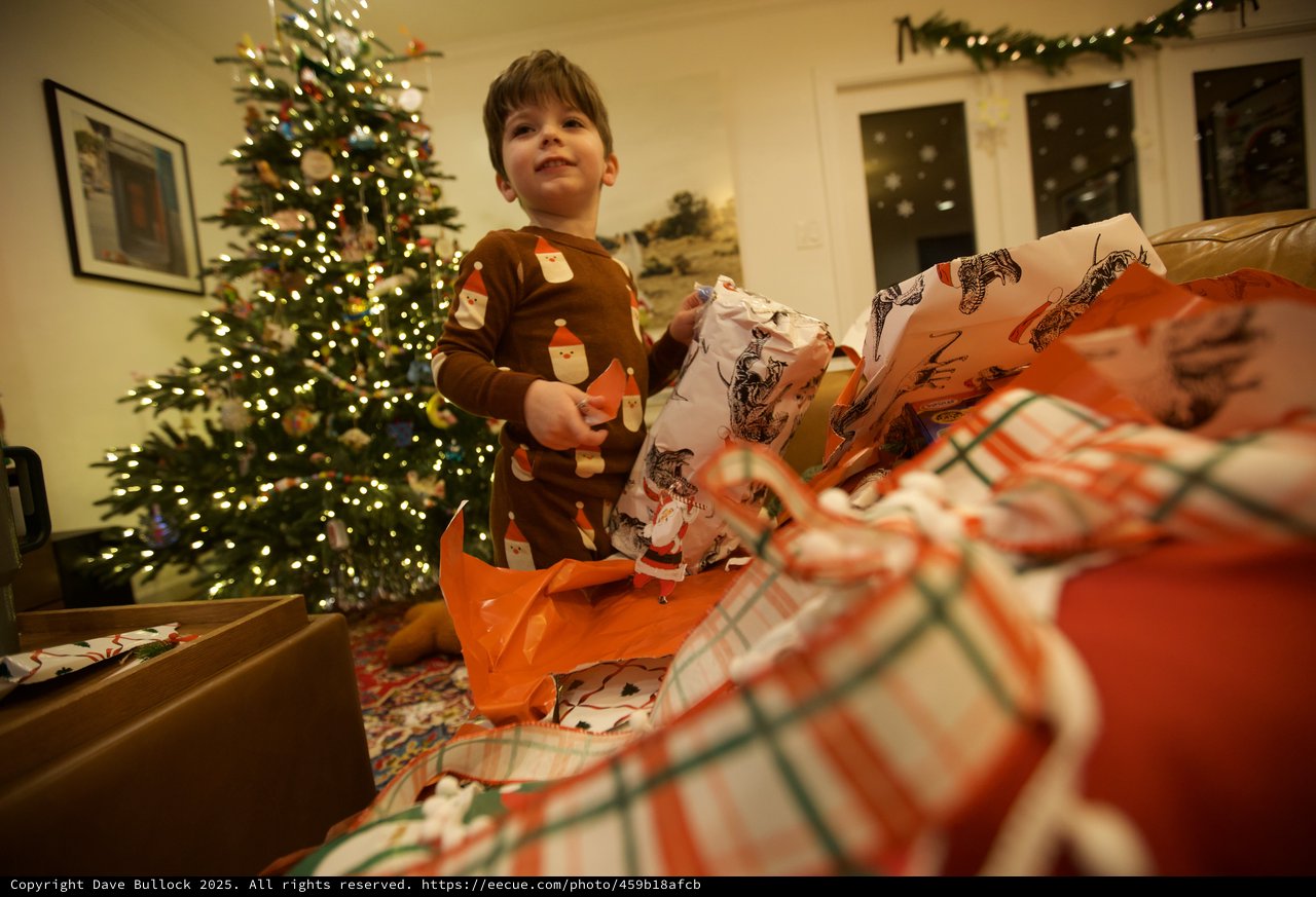 Christmas Morning Joy: Child Opening Presents