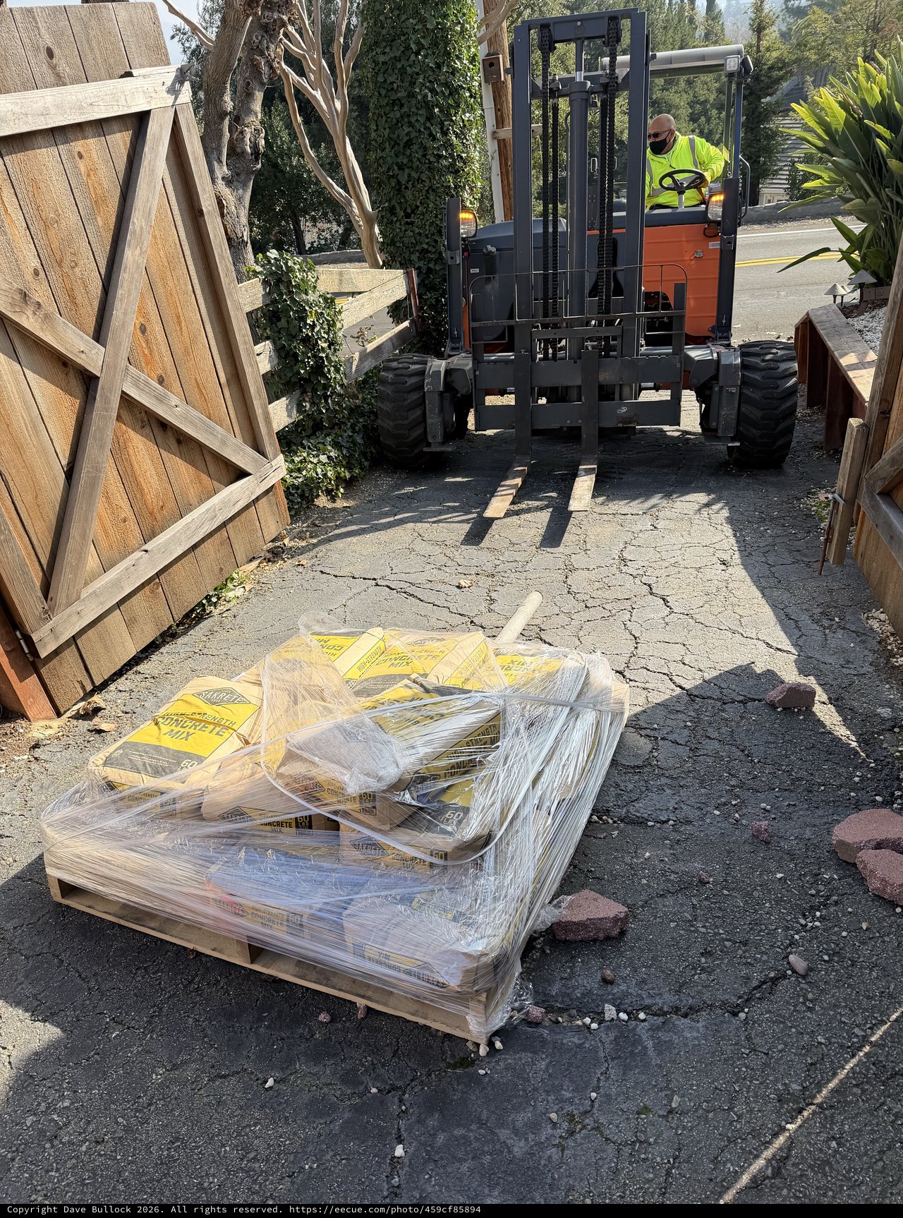 Forklift Delivering Building Materials to Residential Construction Site