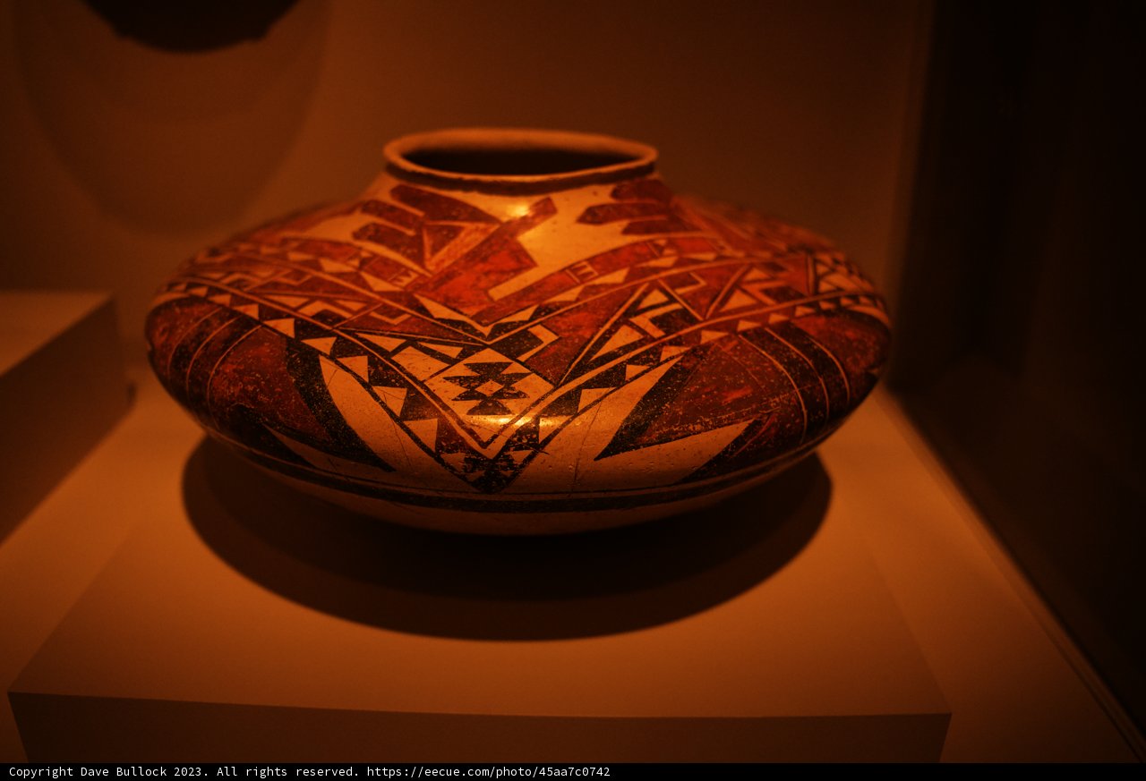 Intricate Patterns of Tradition: A Vase on Display at de Young Museum