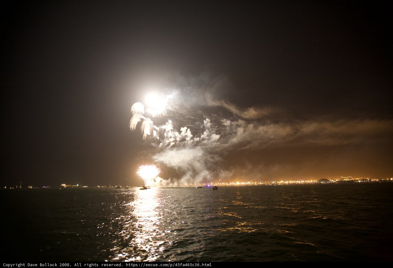 Spectacular Fireworks Display Over the Water