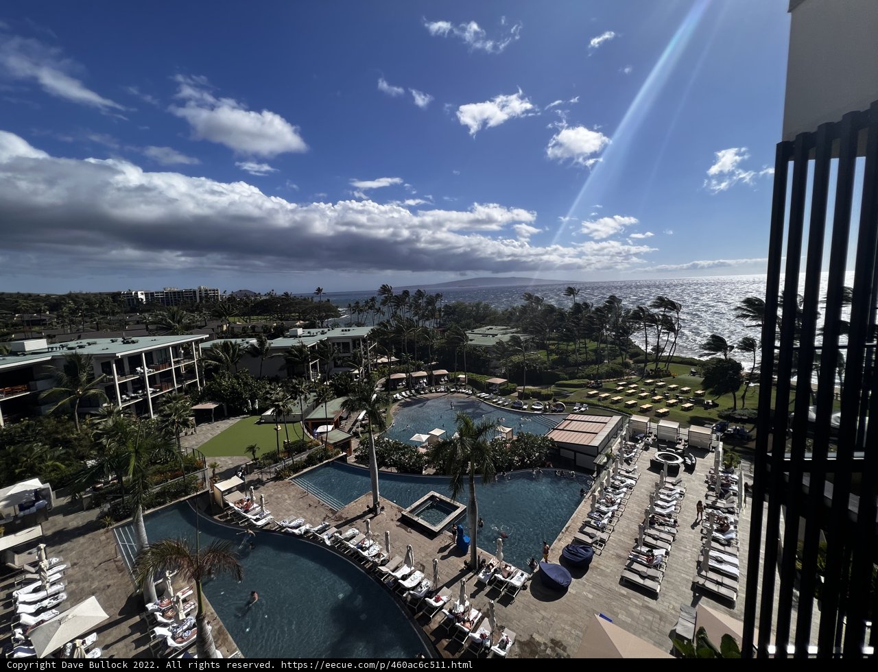 Panoramic View of Wailea Harbor and Pool from Above