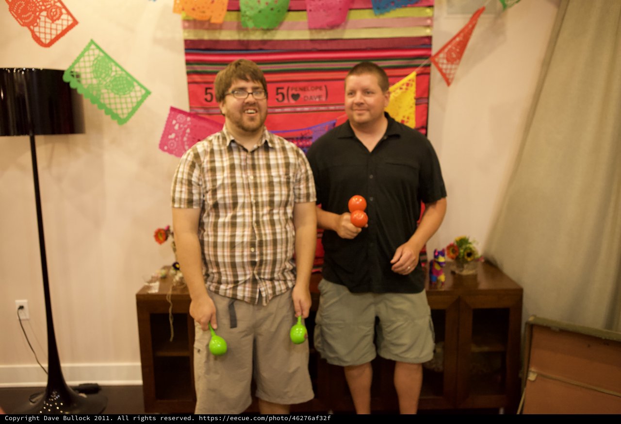 Friends Celebrate with Maracas at Fiesta Anniversary Party