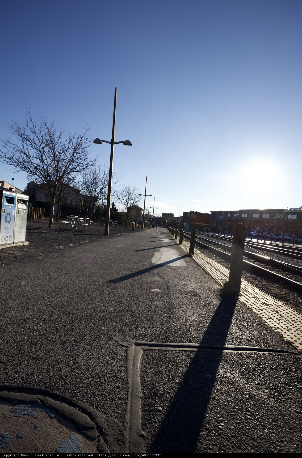Early Morning Light at Train Station Platform