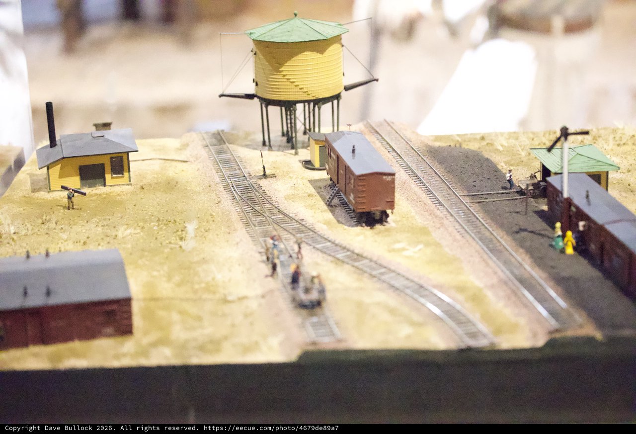 Miniature Railroad Yard with Water Tower Diorama