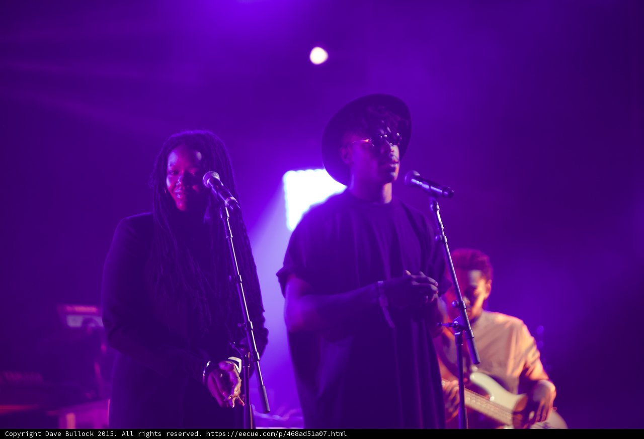 Solange Band Three Musicians Dreadlocks Hat Bassist White Bass Purple
