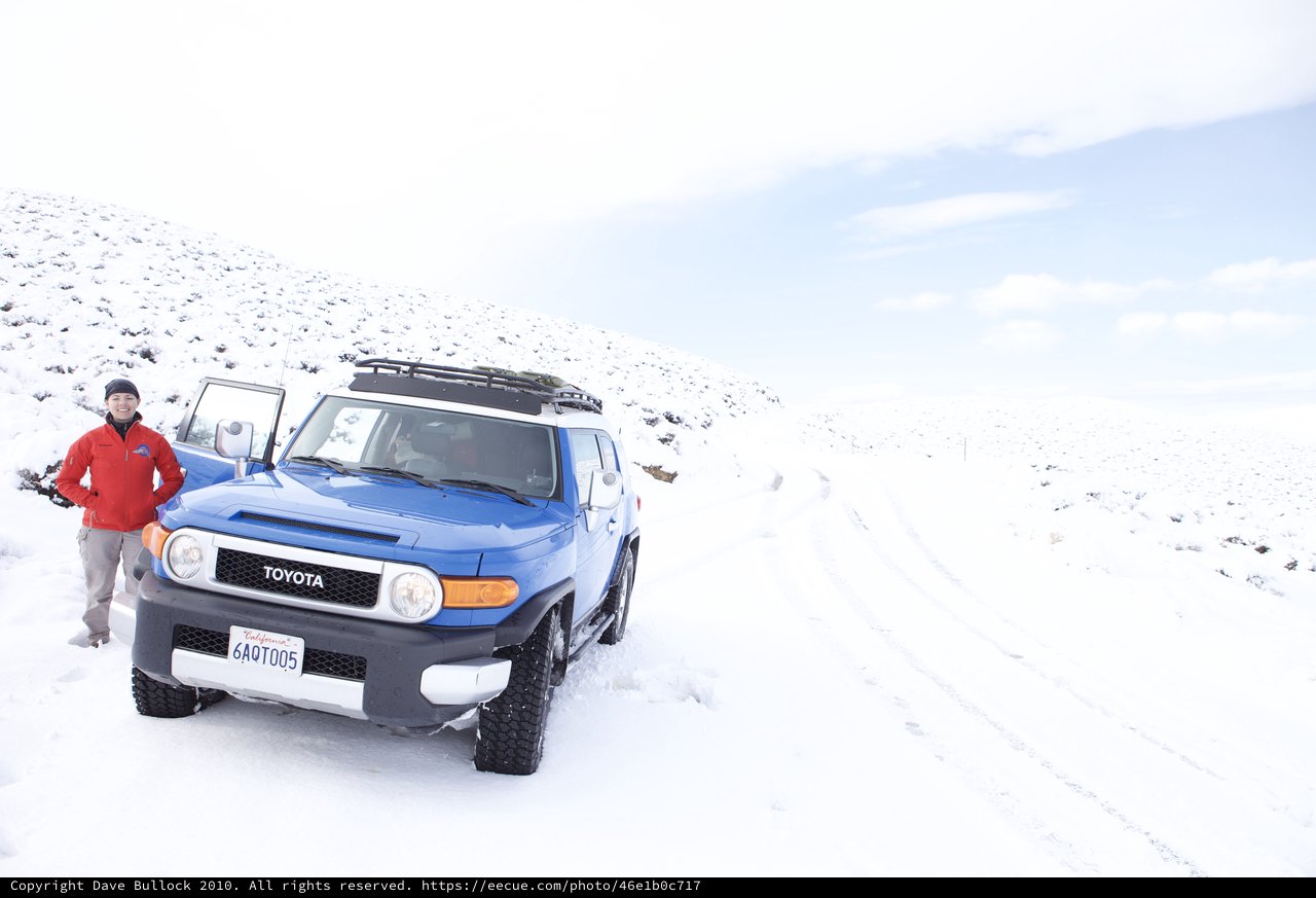 Adventure in the Snow with a Blue Toyota FJ Cruiser
