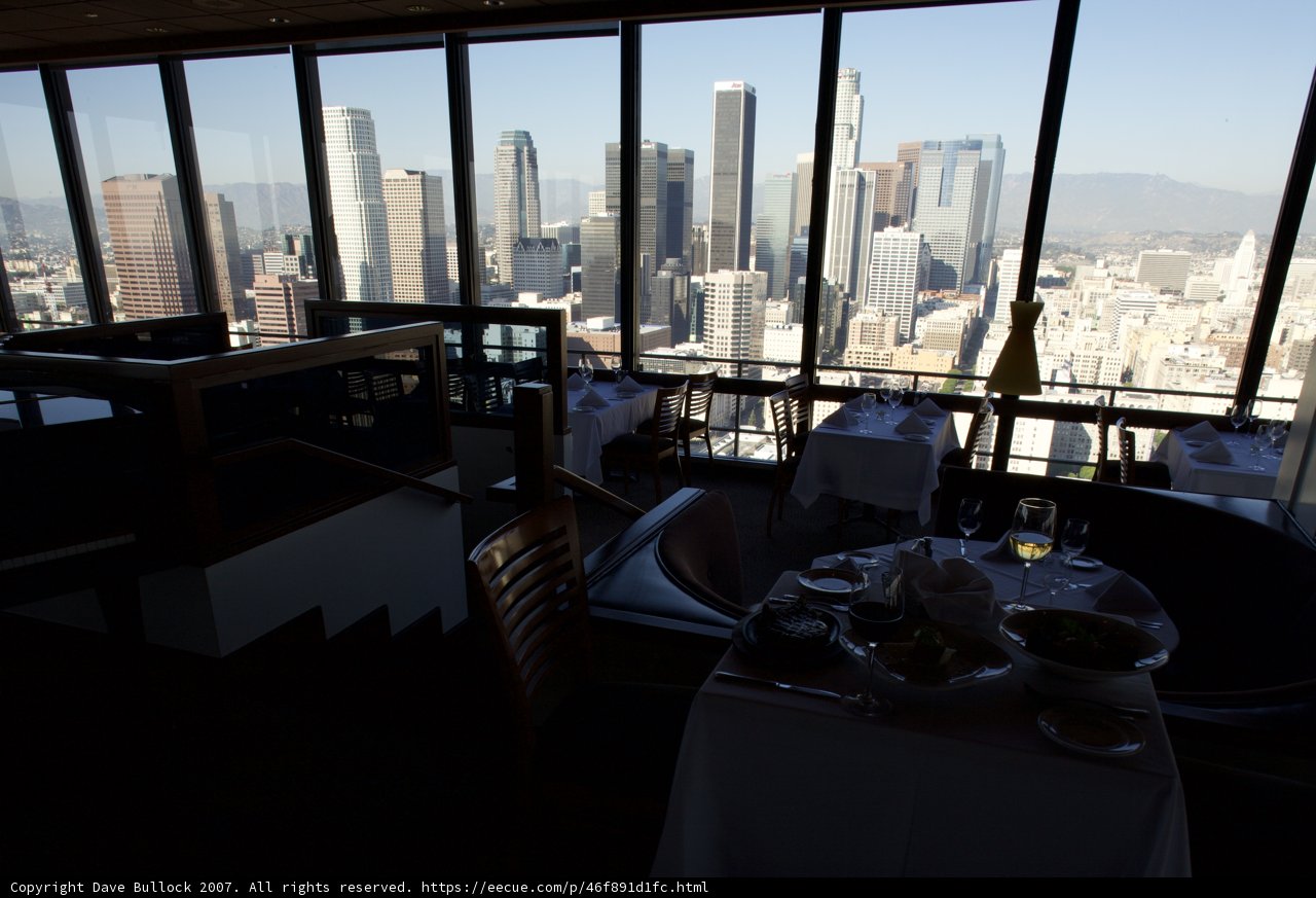 Cityscape dinner at a restaurant