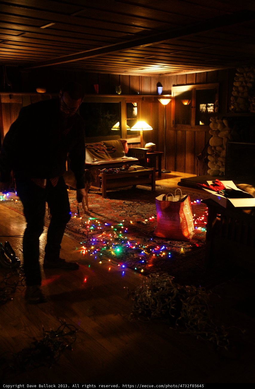 Festive Lighting in a Cozy Living Room