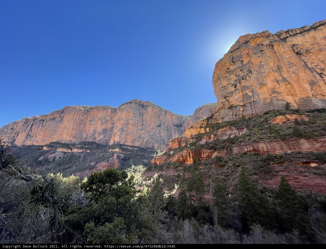 Brilliant Sunlight Illuminates Majestic Rock Formations in Zion National Park