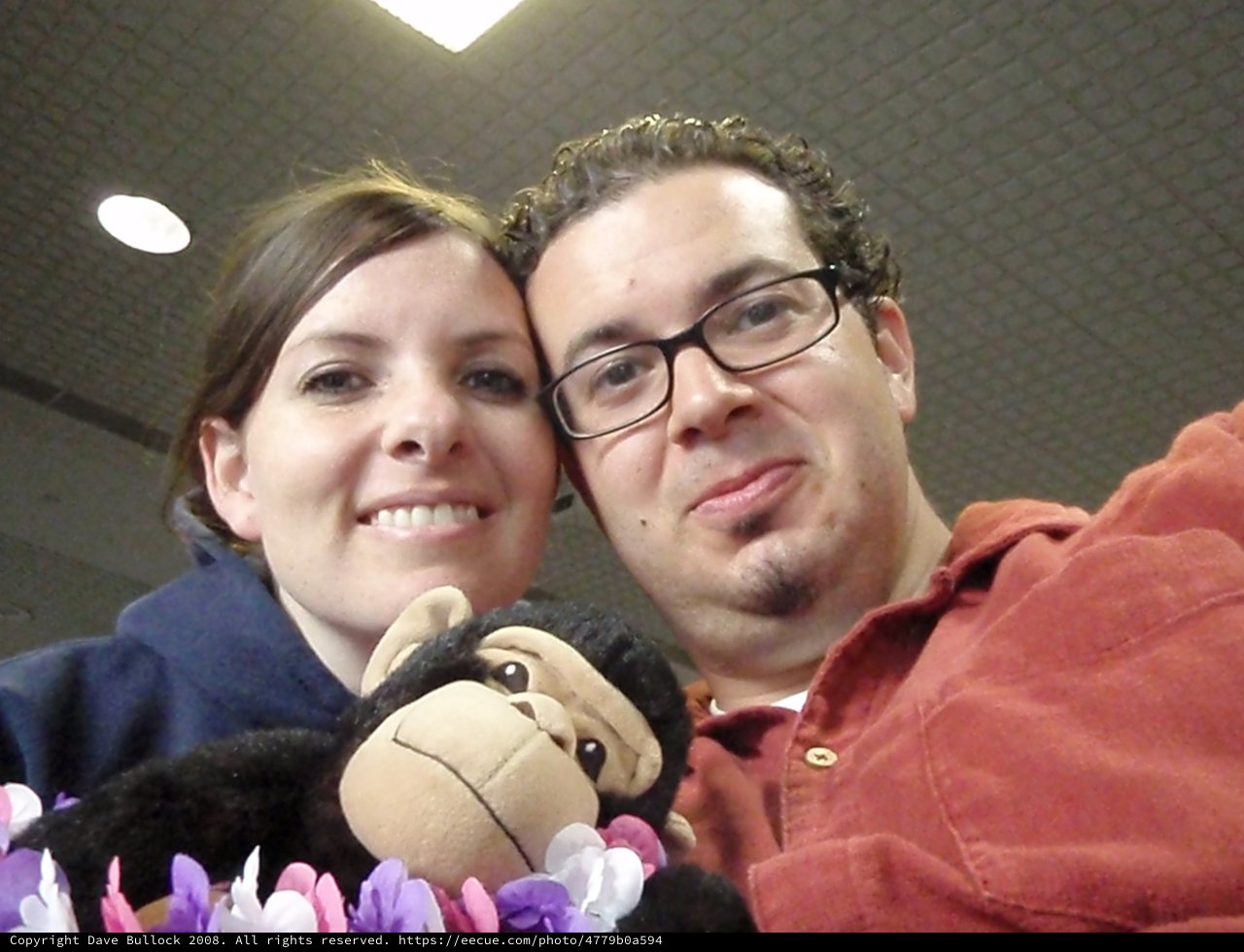 Dave and Penelope Selfie with Hawaiian Monkey Plush