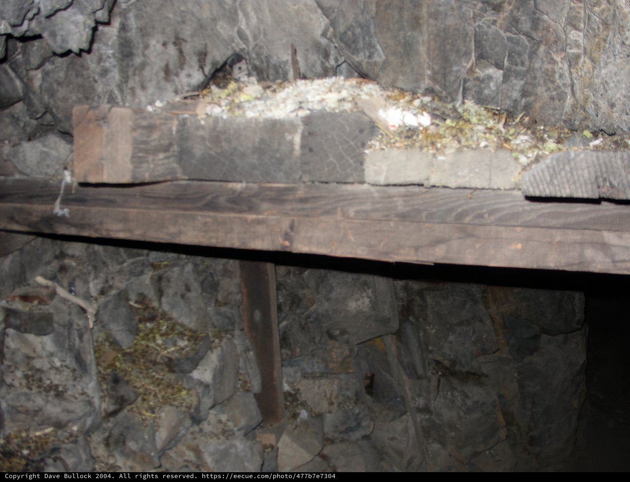 Wooden bench in the slate cave