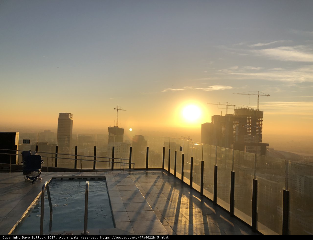 Cityscape at Sunset from Rooftop