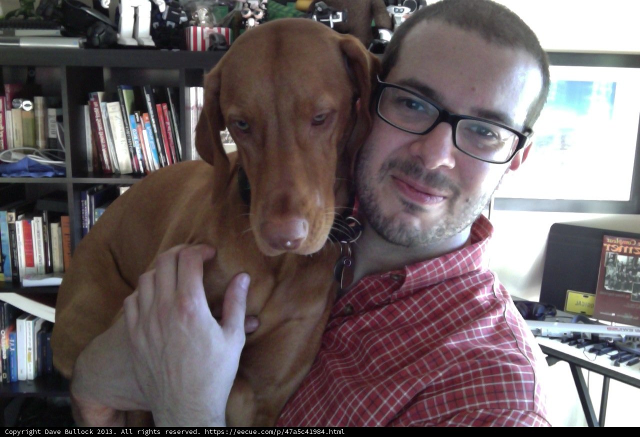 Man and Dog Enjoying a Day in the Library