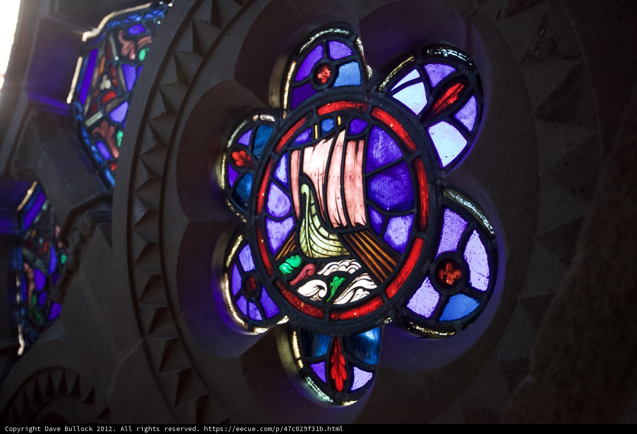 Graceful Bird in Stained Glass Window