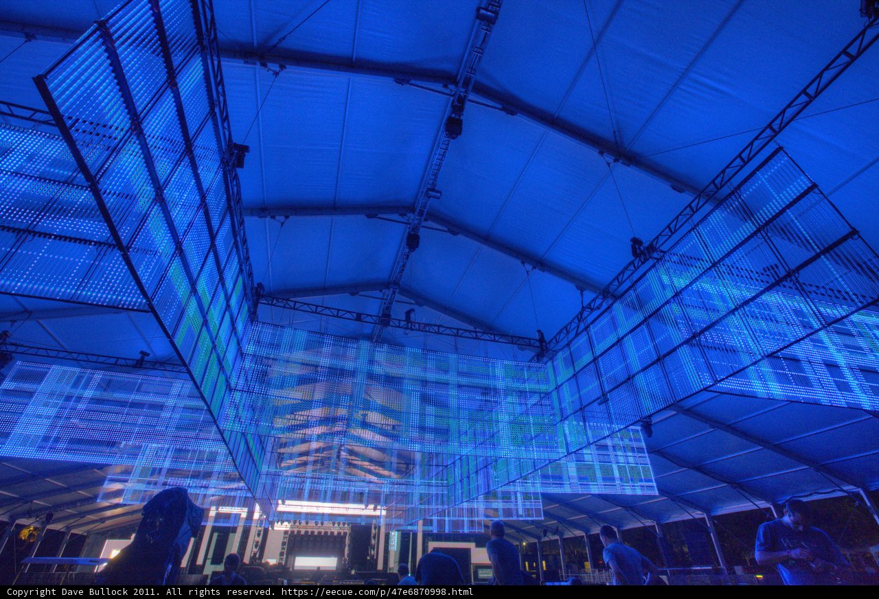 Blue Lights Illuminating the Tent