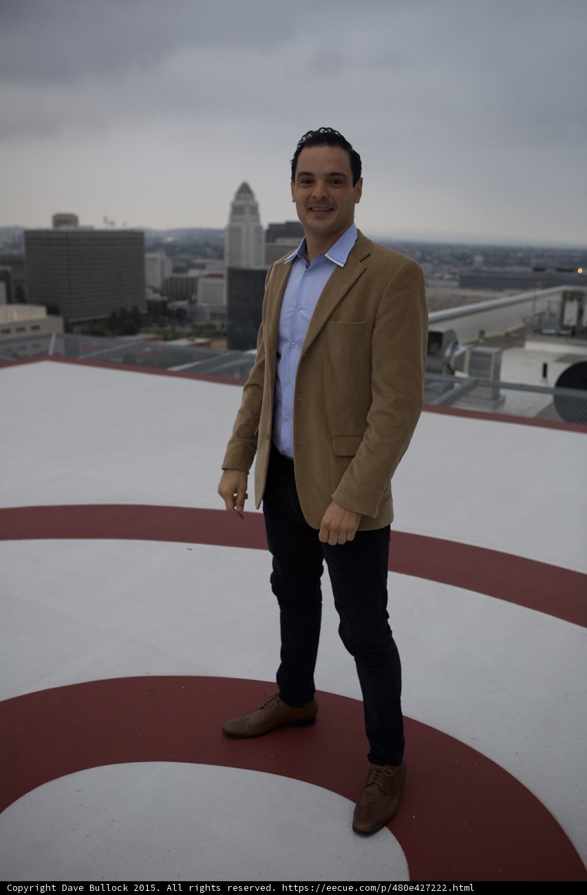 Man in Red and White Circle on Rooftop