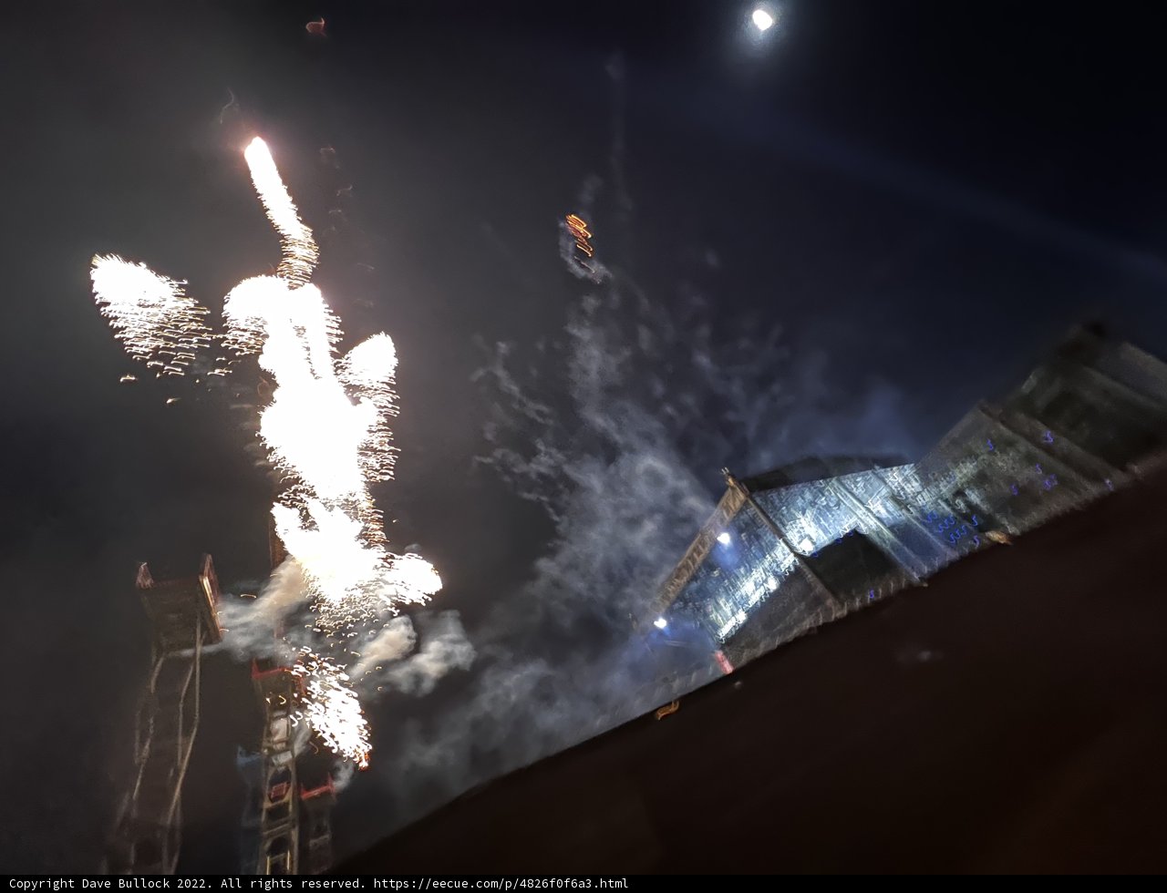 Explosions of Fireworks Illuminate the Night Sky