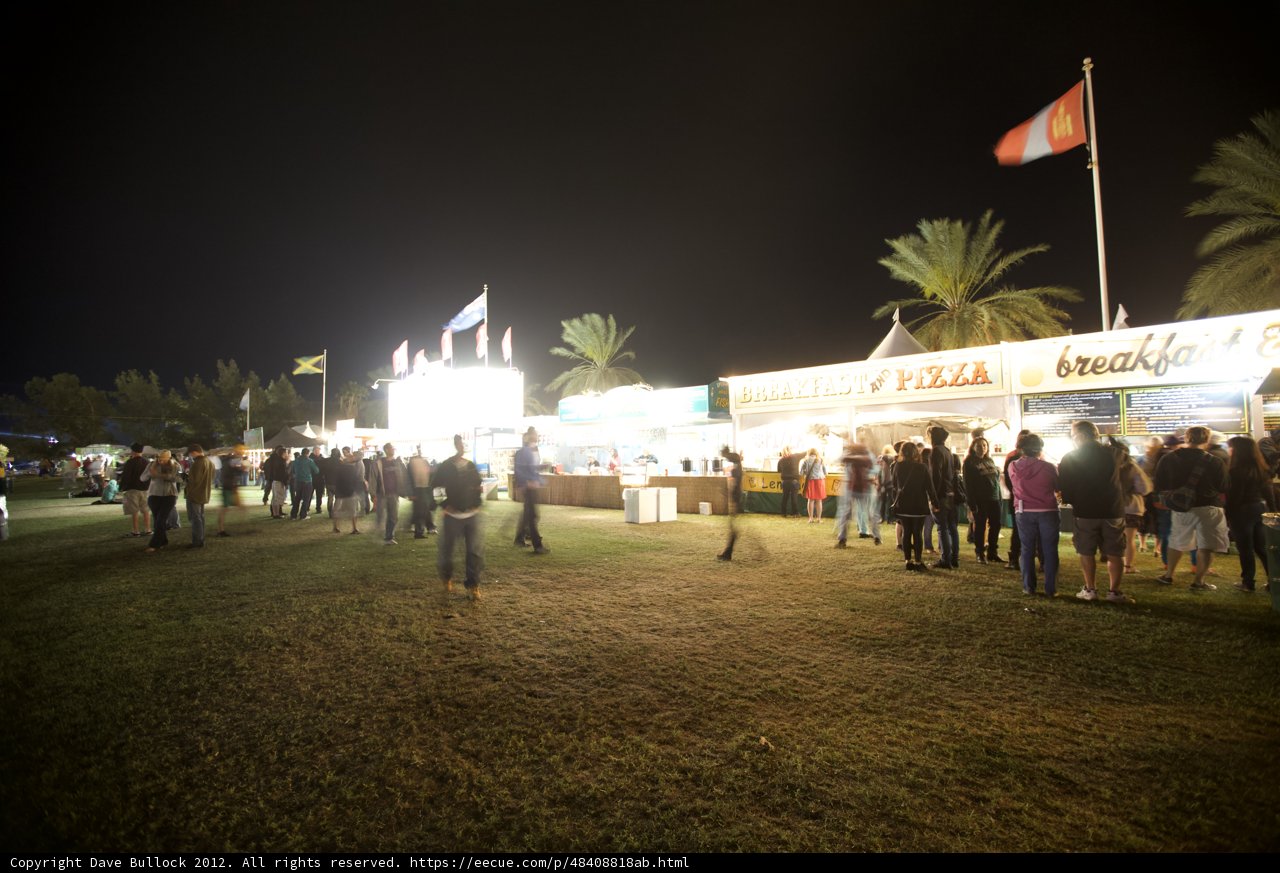 Nighttime Crowd at Coachella Food Stand