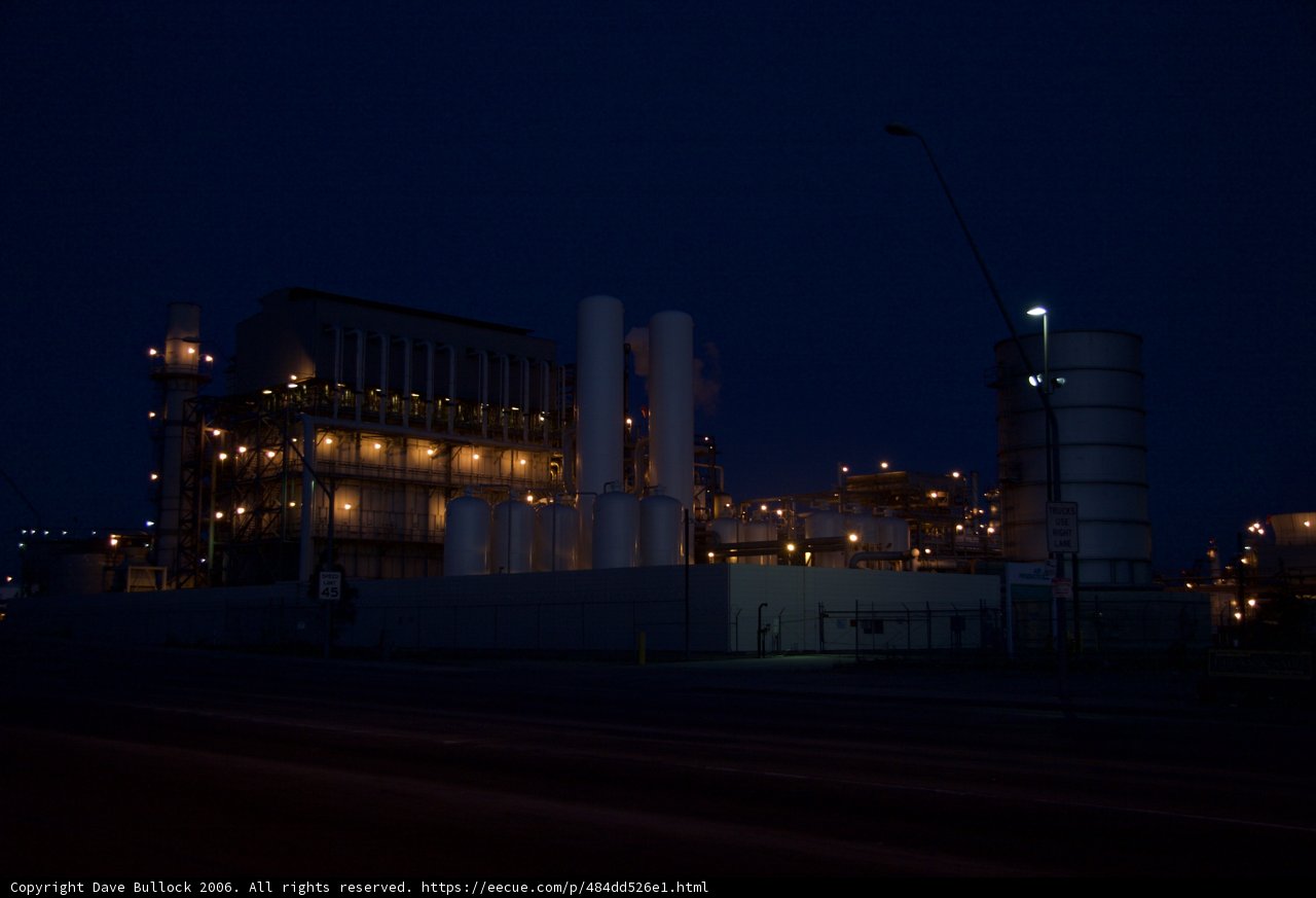 Illuminated Factory at Night