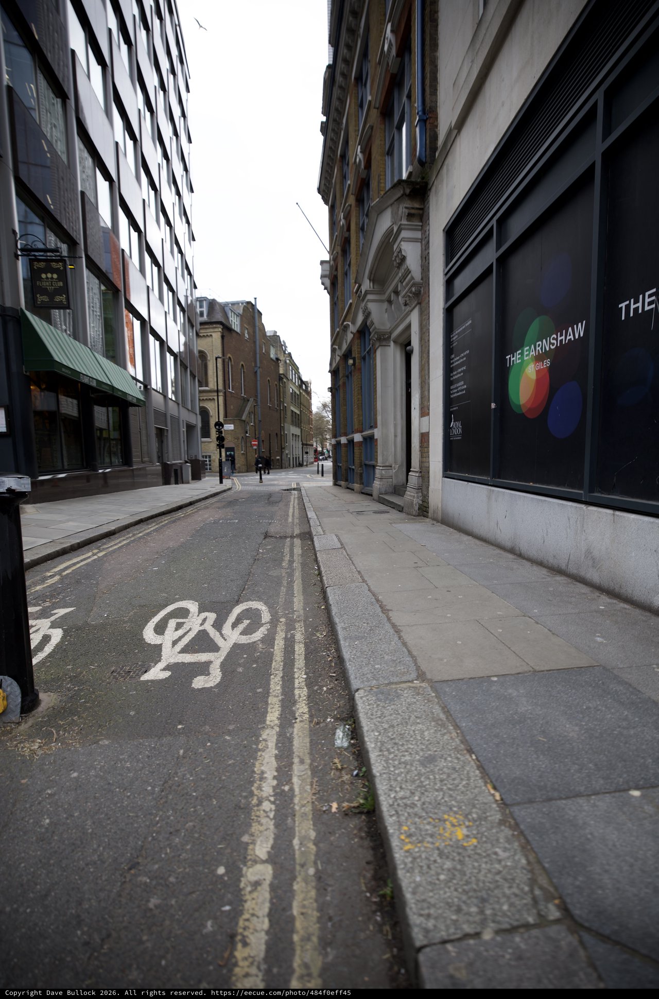 Empty London Street with Bicycle Lane Marking