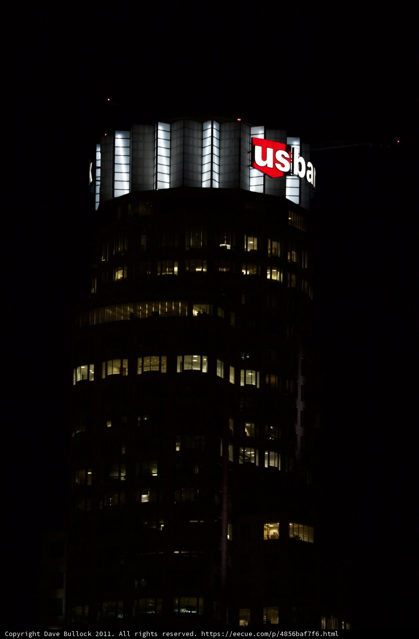 US Bank Tower shines bright at night