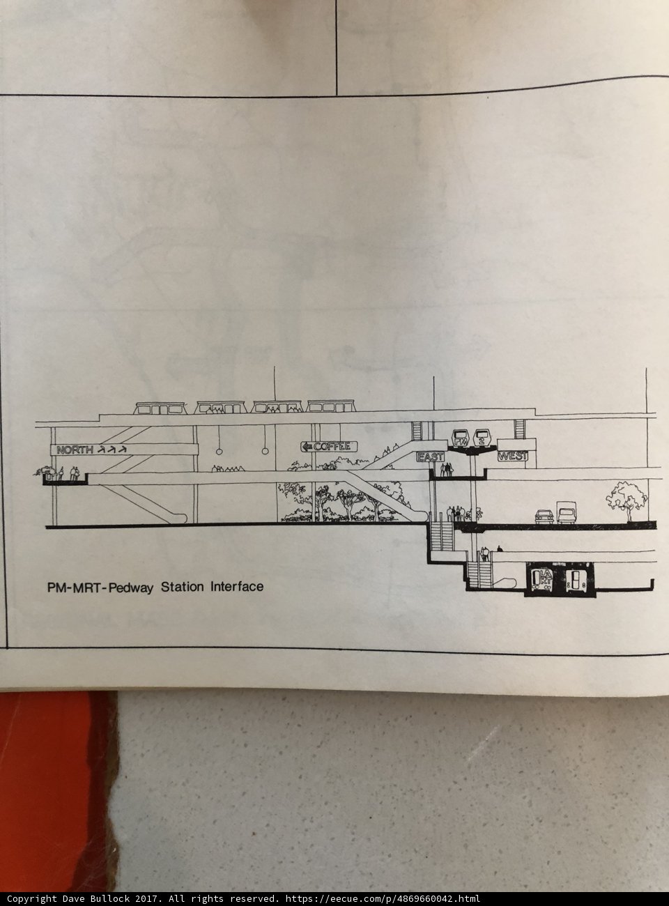 Technical drawing of a train station