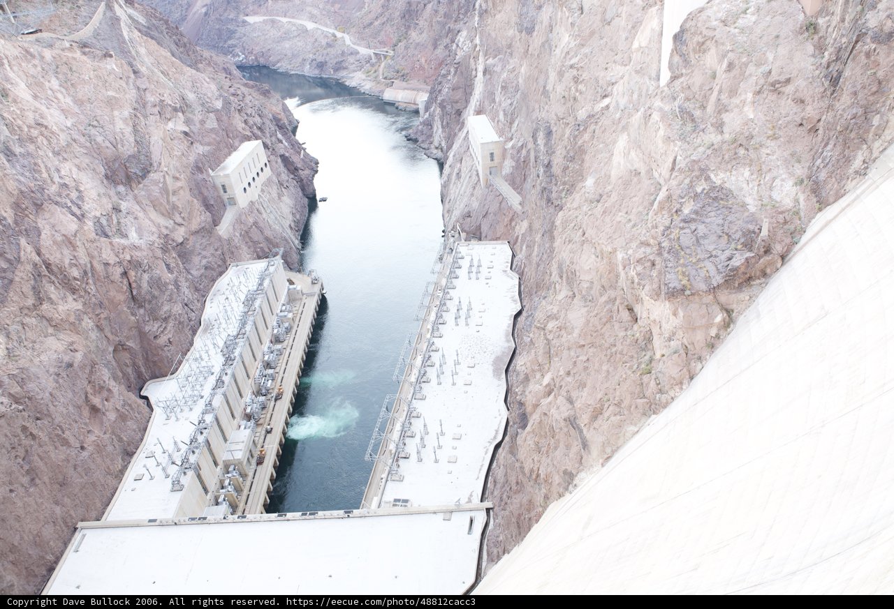 Majestic View of Hoover Dam from the Top of the Canyon