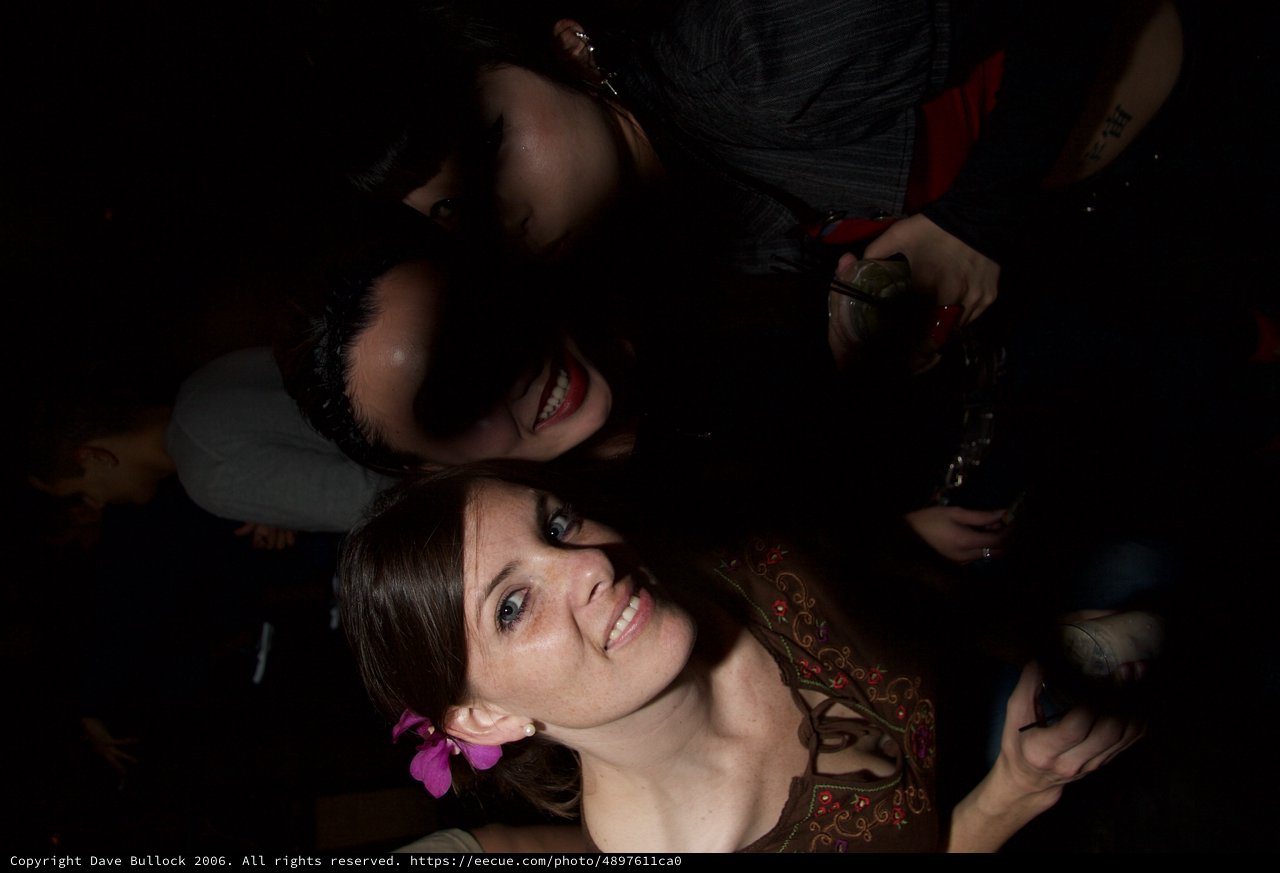 Friends Smiling Together at Nightclub Art Walk