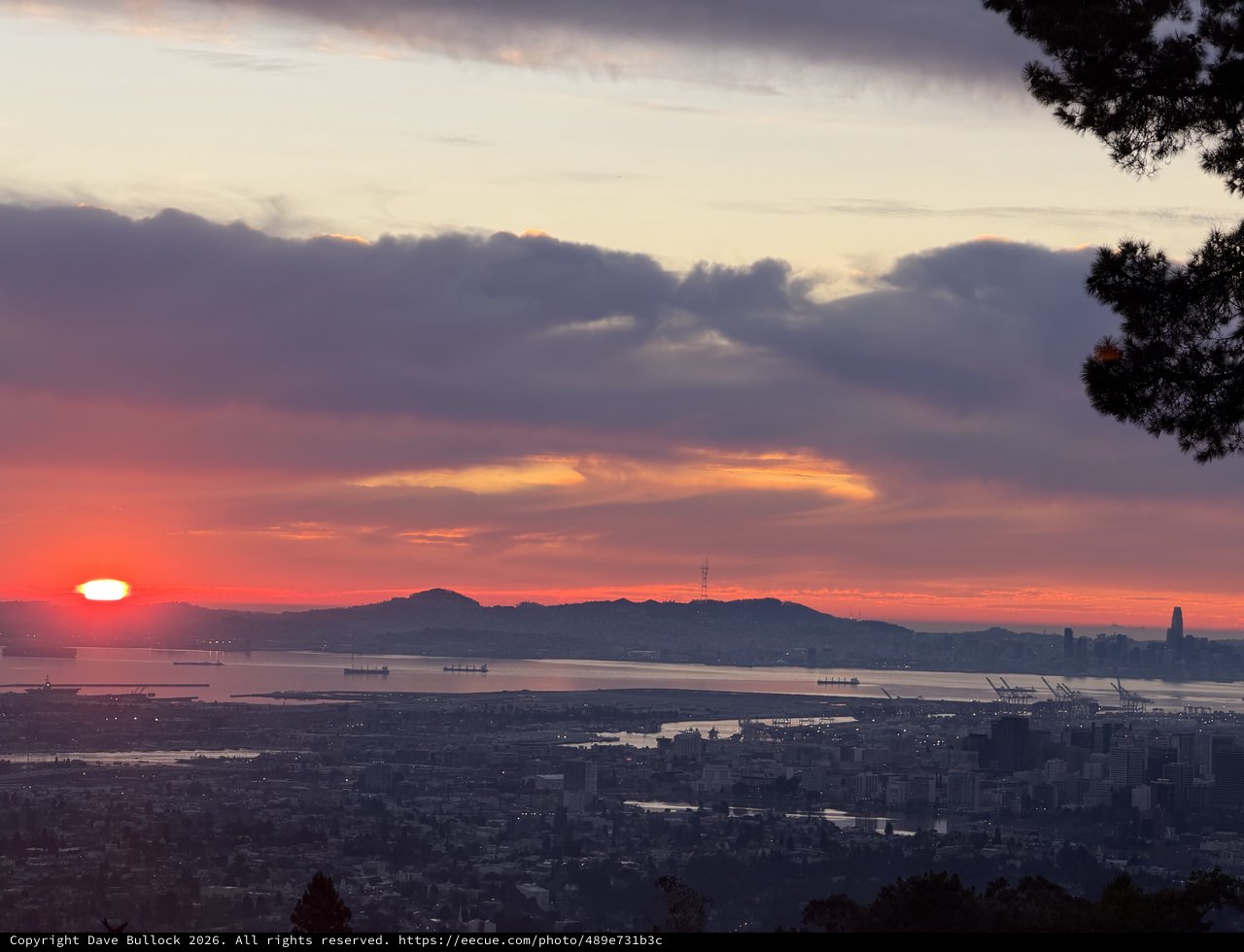 Golden Sunset Over San Francisco Bay from East Bay Hills