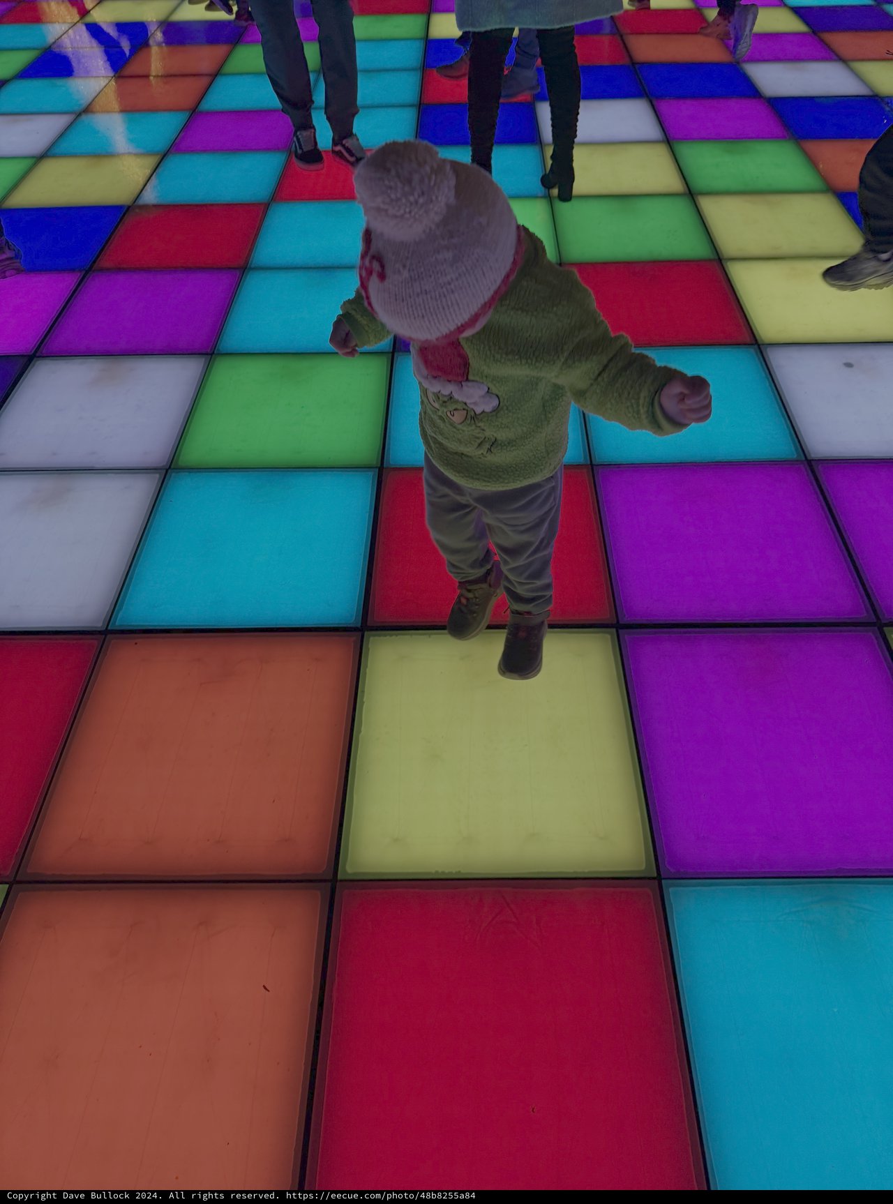 Child Playing on Colorful Interactive Light Floor