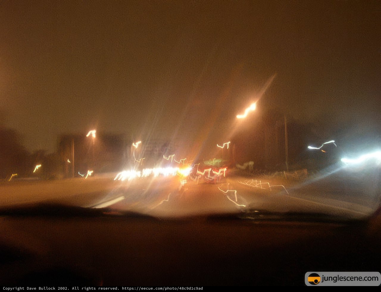 Blurred city lights on the freeway