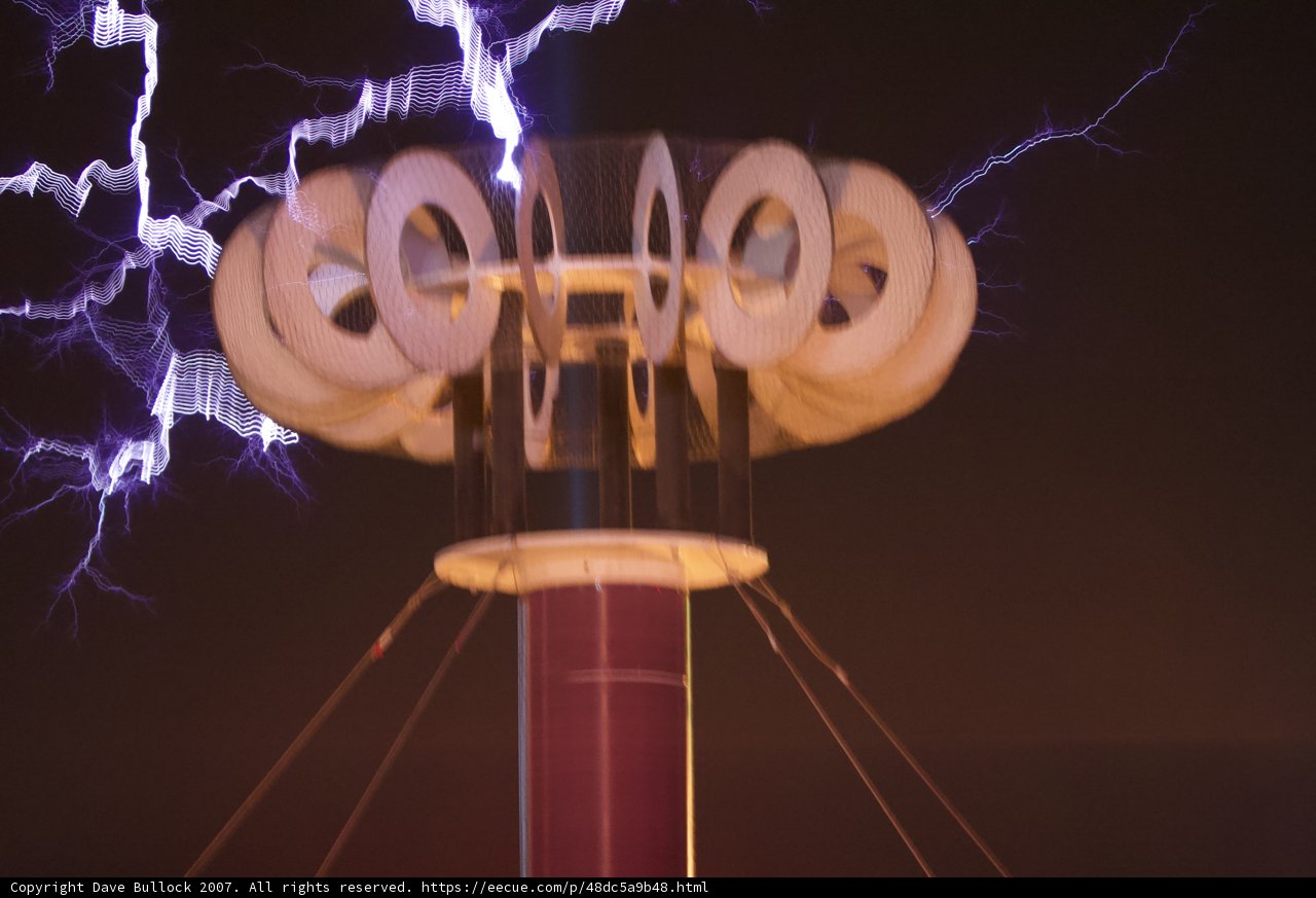 Coiled Lightning Strikes Tower at Coachella