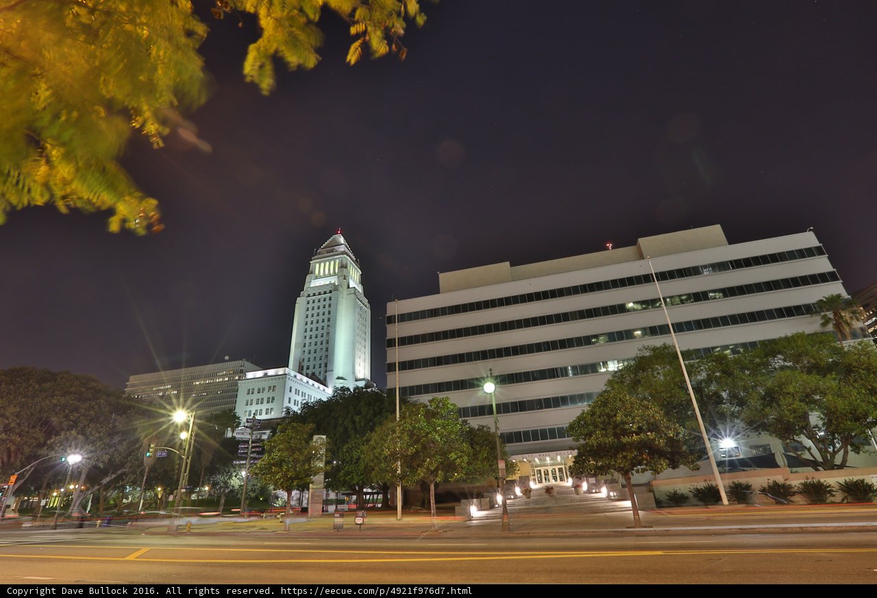 City Building and Clock Tower at Night